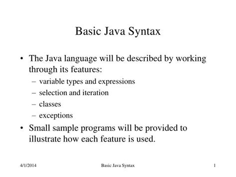what is the basic syntax of java