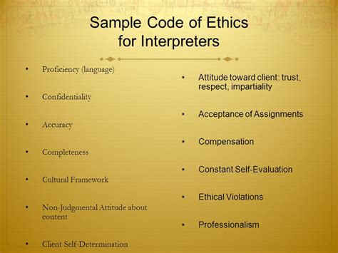 A National Code of Ethics for Interpreters in Health Care