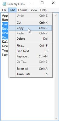 what is the command for cut and paste