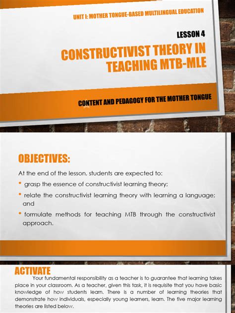 what is the constructivist theory in teaching mtb mle
