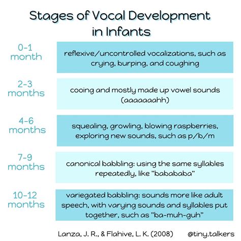 what is the correct sequence of language development in infants as they age