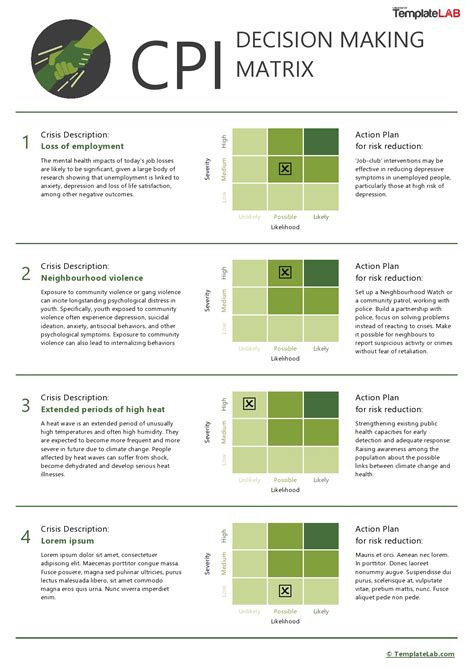 what is the decision making matrix in cpi
