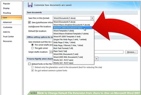 what is the default file extension for microsoft word