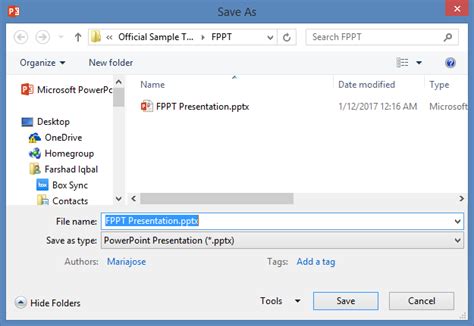 what is the default file format for powerpoint presentation
