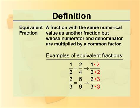 what is the definition equivalent fractions in math