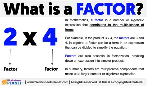 what is the definition of factor in math with example