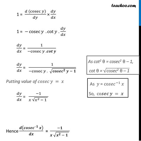 What Is The Derivative Of Cosec Inverse X