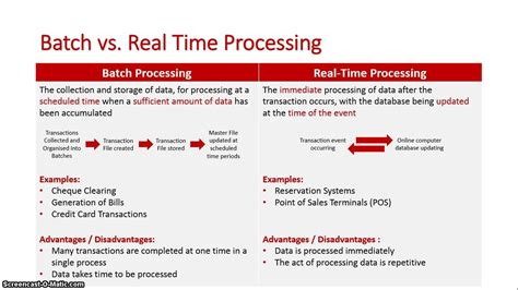what is the difference between batch processing system and real time processing system