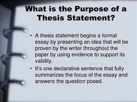 what is the difference between purpose statement and thesis statement