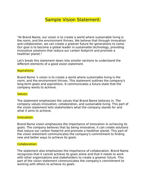What Is The Example Of A Vision Statement