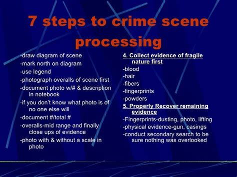 what is the first step in the crime scene processing methodology
