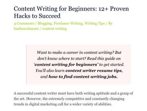 what is the format of content writing