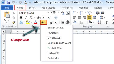 what is the function of change case in ms word