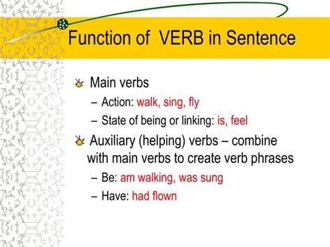 what is the function of verb in sentence