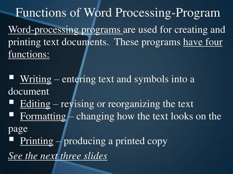 what is the function of word processing application