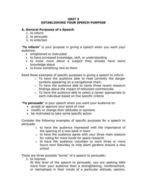 what is the general purpose of an informative speech