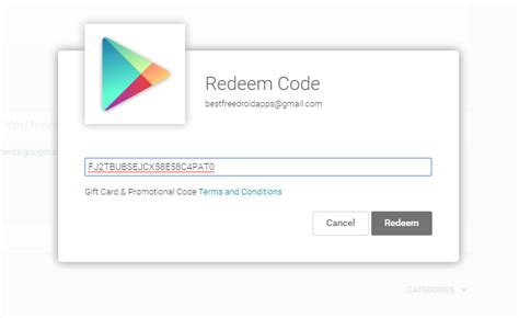 what is the google play redeem code