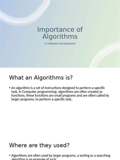what is the importance of algorithms in program development