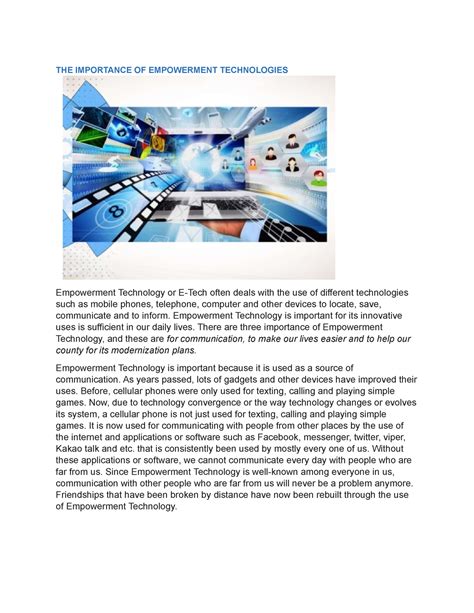 what is the importance of empowerment technology course