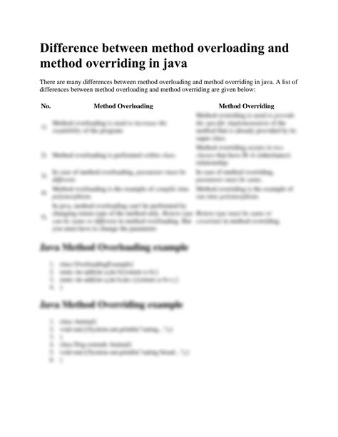 what is the main difference between method overloading and method overriding in java