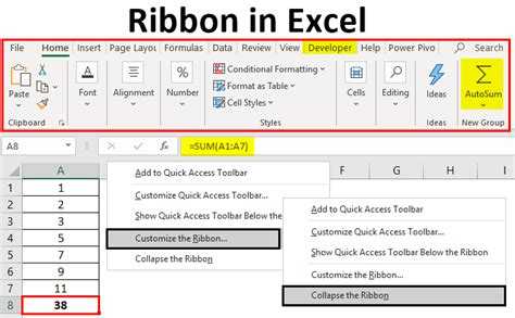 what is the main function of the ribbon in excel