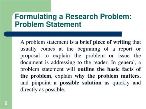 what is the main purpose of formulating the statement of the problem in research
