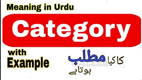 what is the meaning of category in urdu with example