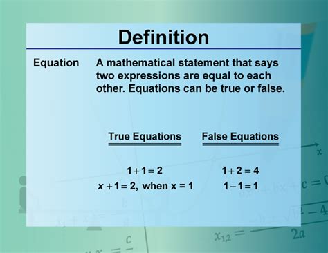 what is the meaning of equation in mathematics