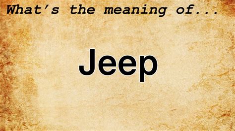 what is the meaning of jeep
