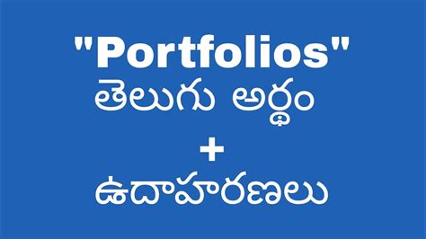what is the meaning of portfolio in telugu