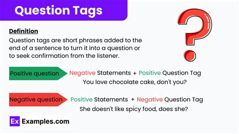 what is the meaning of question tag with example