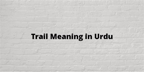 what is the meaning of trail in urdu with example