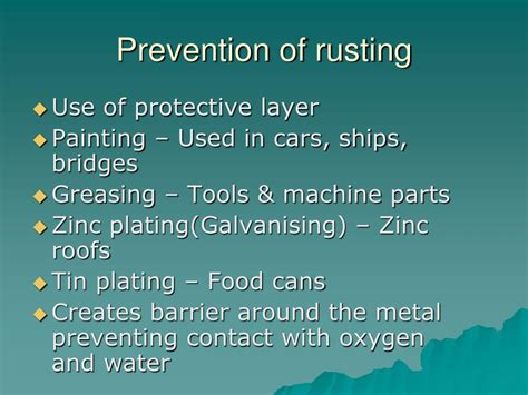 what is the method of prevent rust