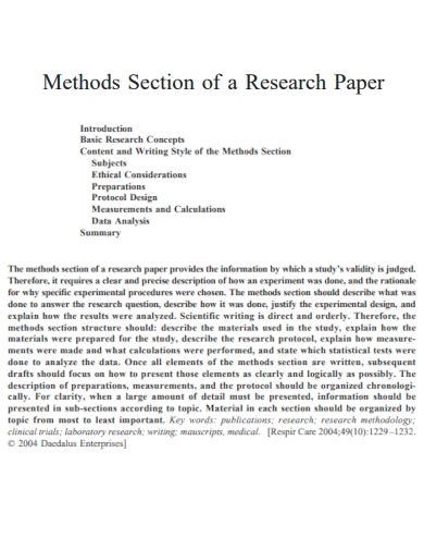 what is the methods of a research paper