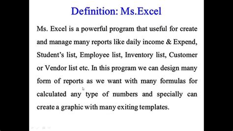What Is The Ms Excel Definition