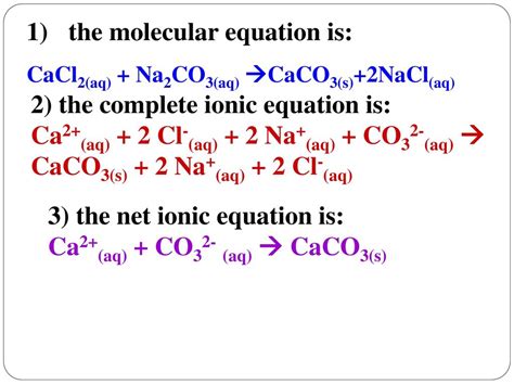 what is the net ionic equation for cacl2 and na2co3