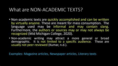 what is the non academic text of source of content