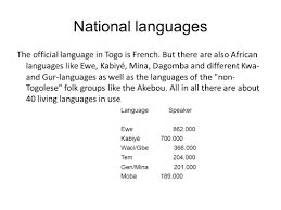 what is the official language of togo