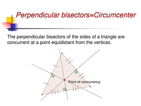 what is the point of concurrency for 3 perpendicular bisectors