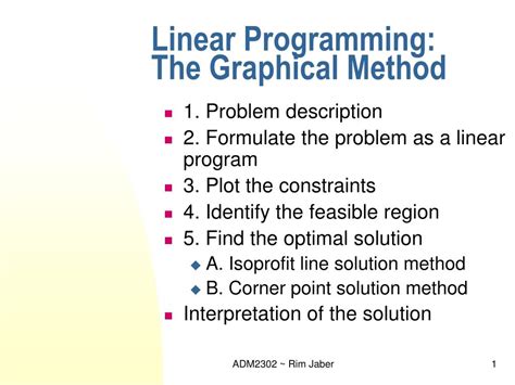 what is the primary purpose of using graphical method in linear programming