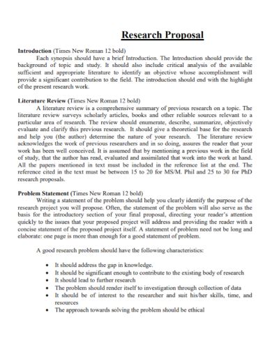 what is the problem statement in research proposal
