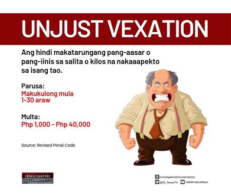 what is the punishment for unjust vexation in tagalog