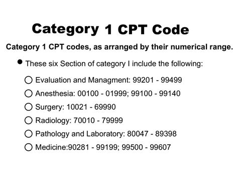 what is the purpose of a cpt category i code descriptor quizlet
