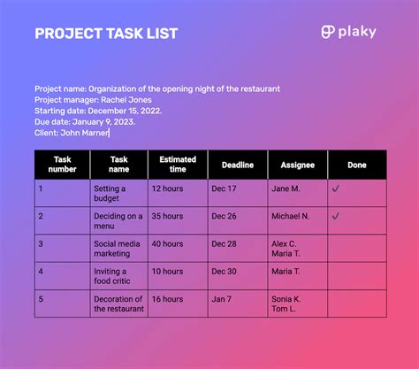 what is the purpose of a task list