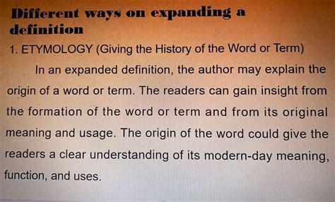 what is the purpose of an expanded definition in writing