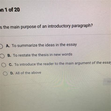 what is the purpose of an introduction paragraph brainly