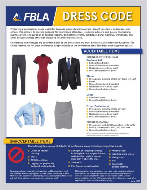 what is the purpose of fbla's dress code