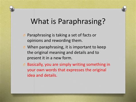 what is the purpose of paraphrasing in writing