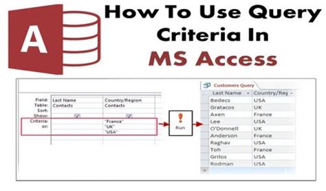 what is the purpose of query criteria in microsoft access