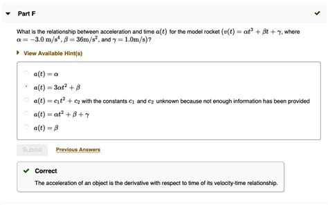What Is The Relationship Between Acceleration And Time A(T) For The Model Rocket